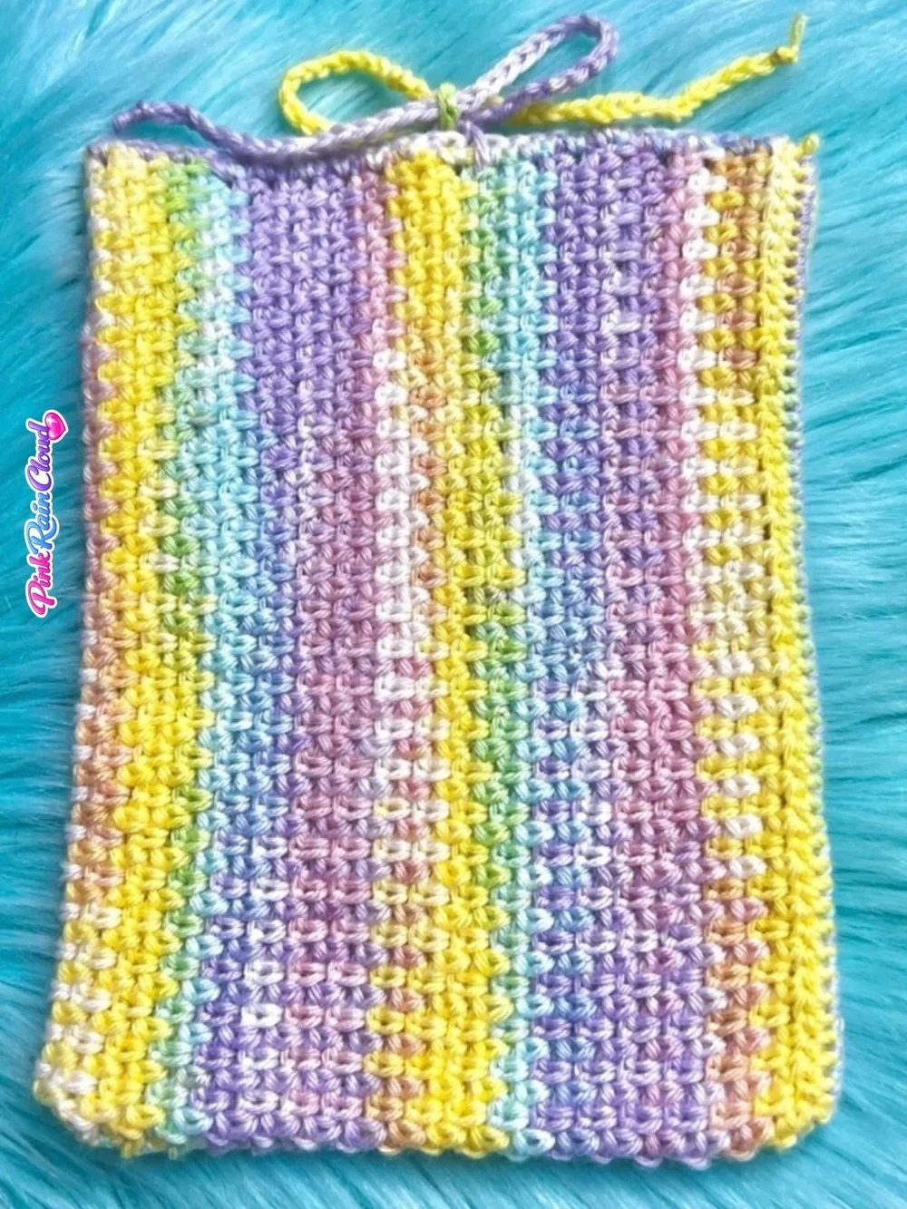 PinkRainCloud Handmade Pastel Crochet Book Pouch Sleeve Pouch Soft Textured